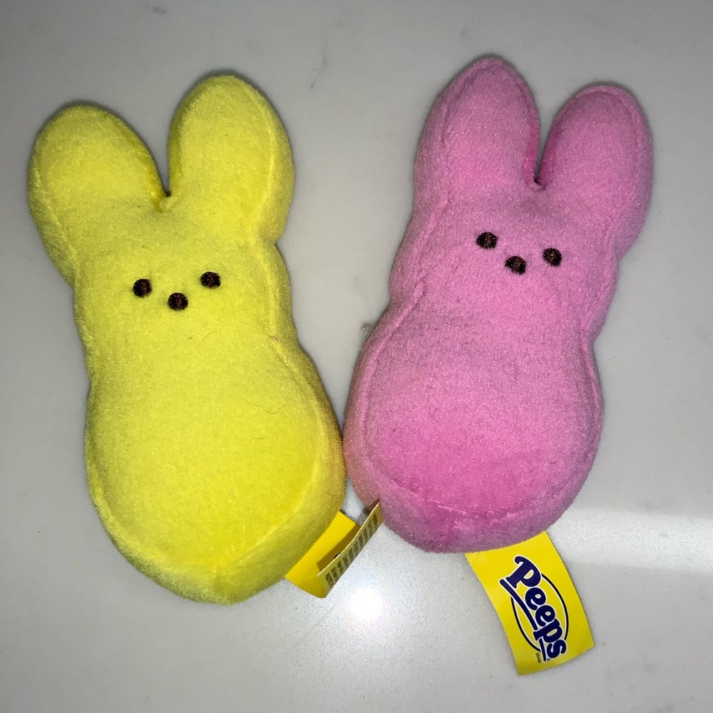 Peeps Plush Stuffed Animals Set -Blue, Pink, Yellow For Spring and Easter Basket - Picture 3 of 11